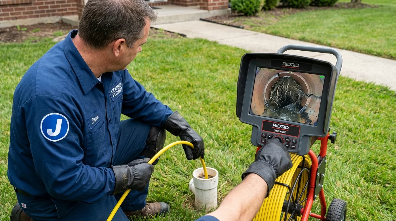 Sewer camera inspection being performed by Johns Plumbing LLC in Hubbard