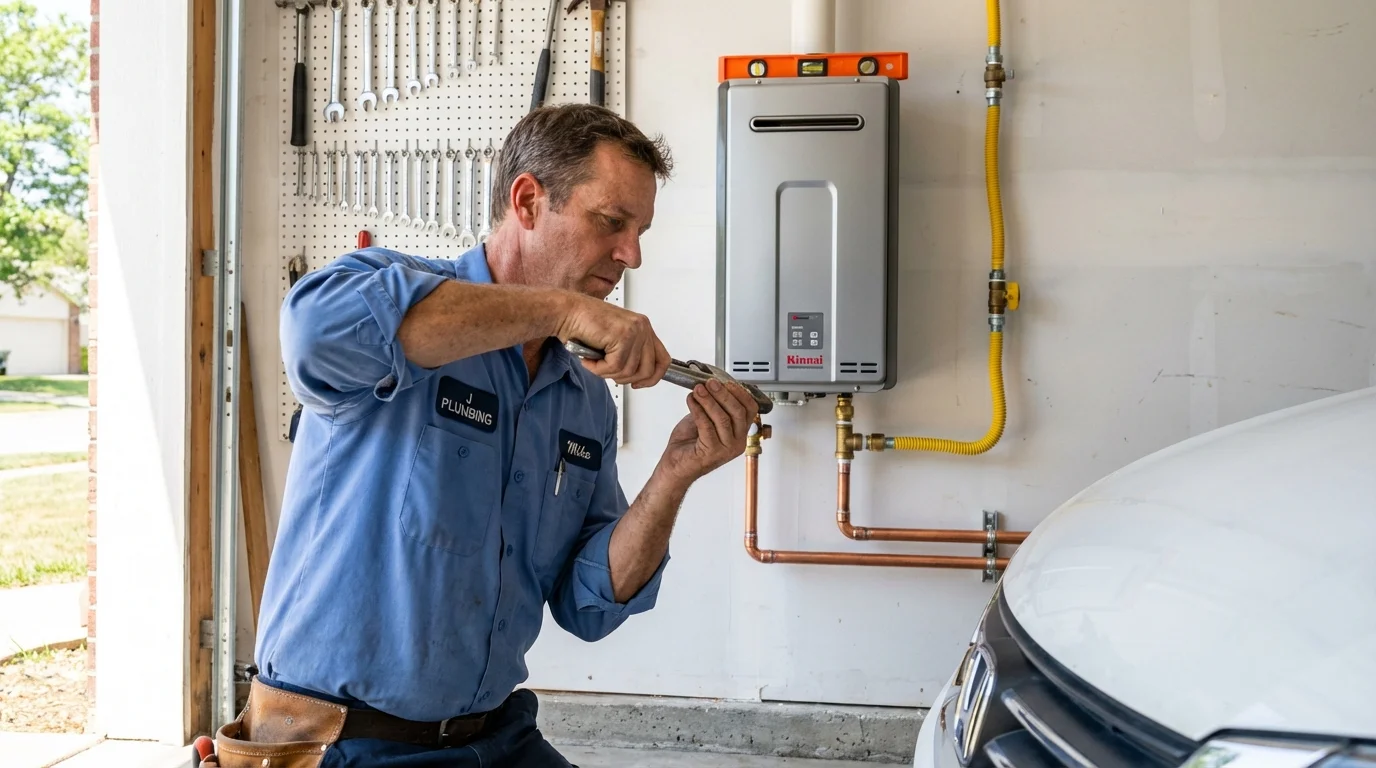 Tankless water heater installation by a Johns Plumbing LLC plumber in Hubbard